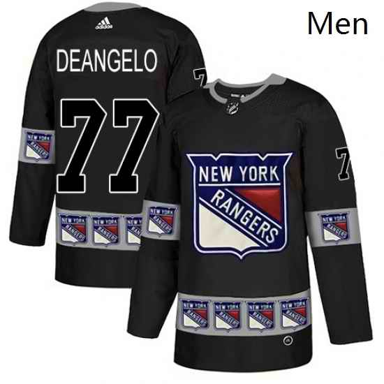 Mens Adidas New York Rangers 77 Anthony DeAngelo Authentic Black Team Logo Fashion NHL Jersey
